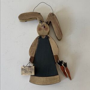 Rustic Bunny Wall Decor with Blue and Brown Accents NEW
